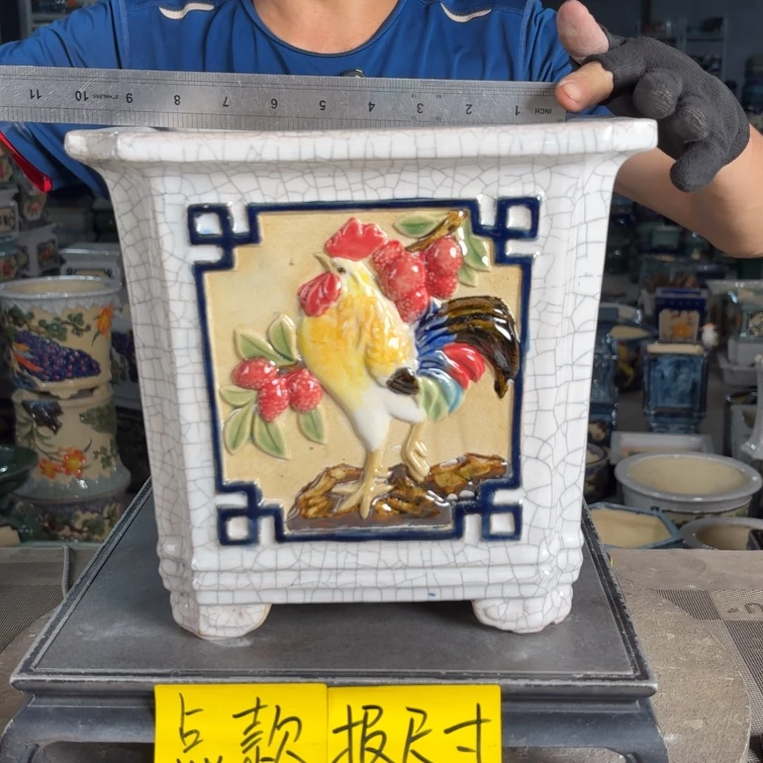 一风堂石湾花盆 内21*22修补痕迹微瑕