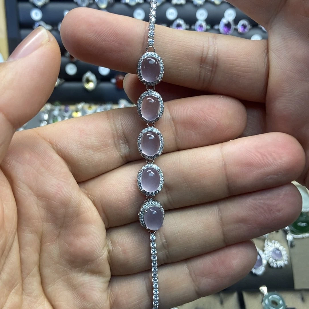 银S925镶嵌蛇纹石玉手镯郭**.