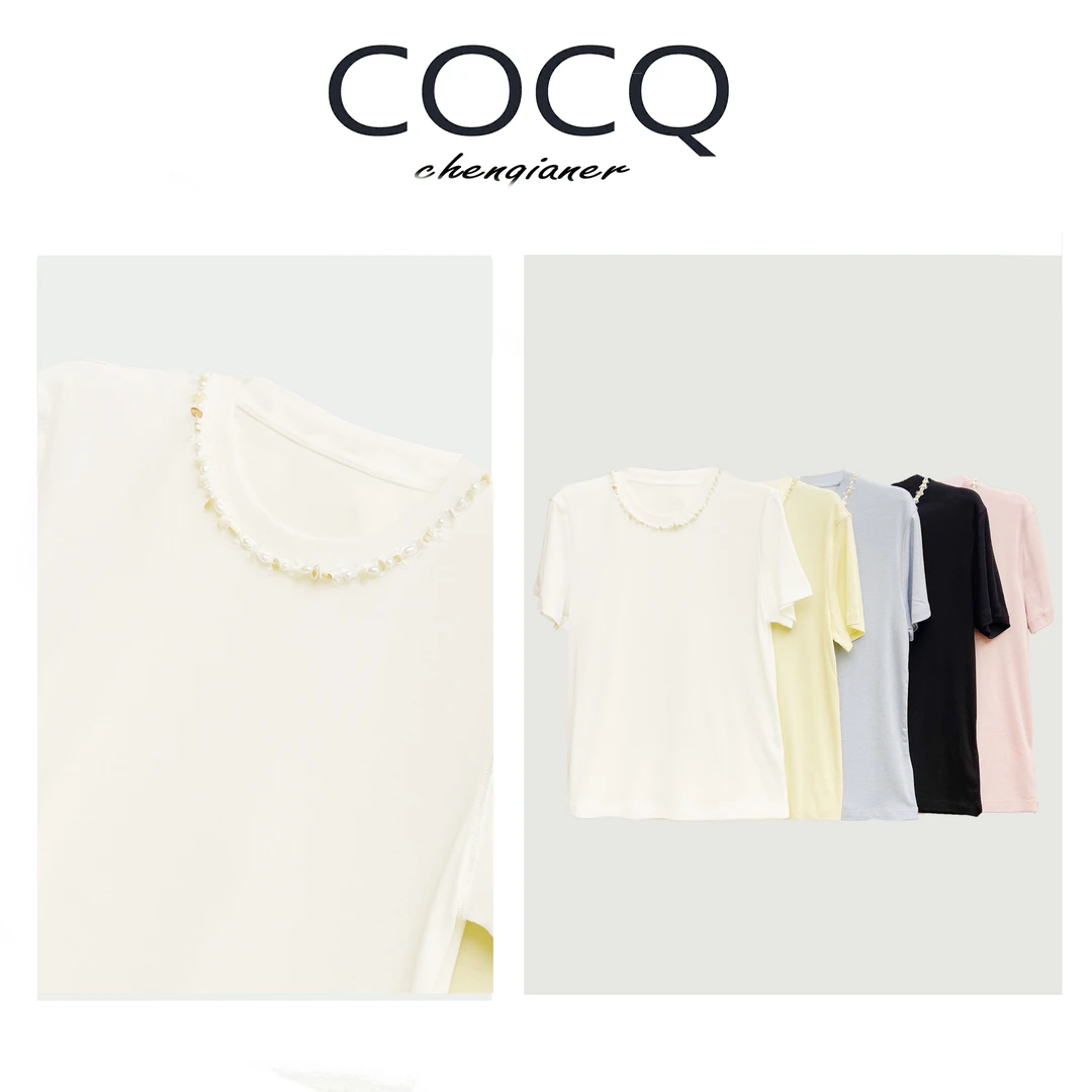 【常规版】 柔肤体感显瘦百搭手工石头短袖T恤