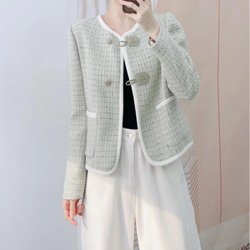 015编织百搭韩版短款小香风长袖外套1015/GP