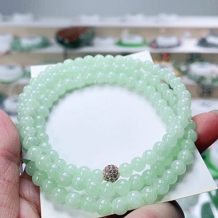 翡翠未镶嵌手链天然翡翠项链6mm