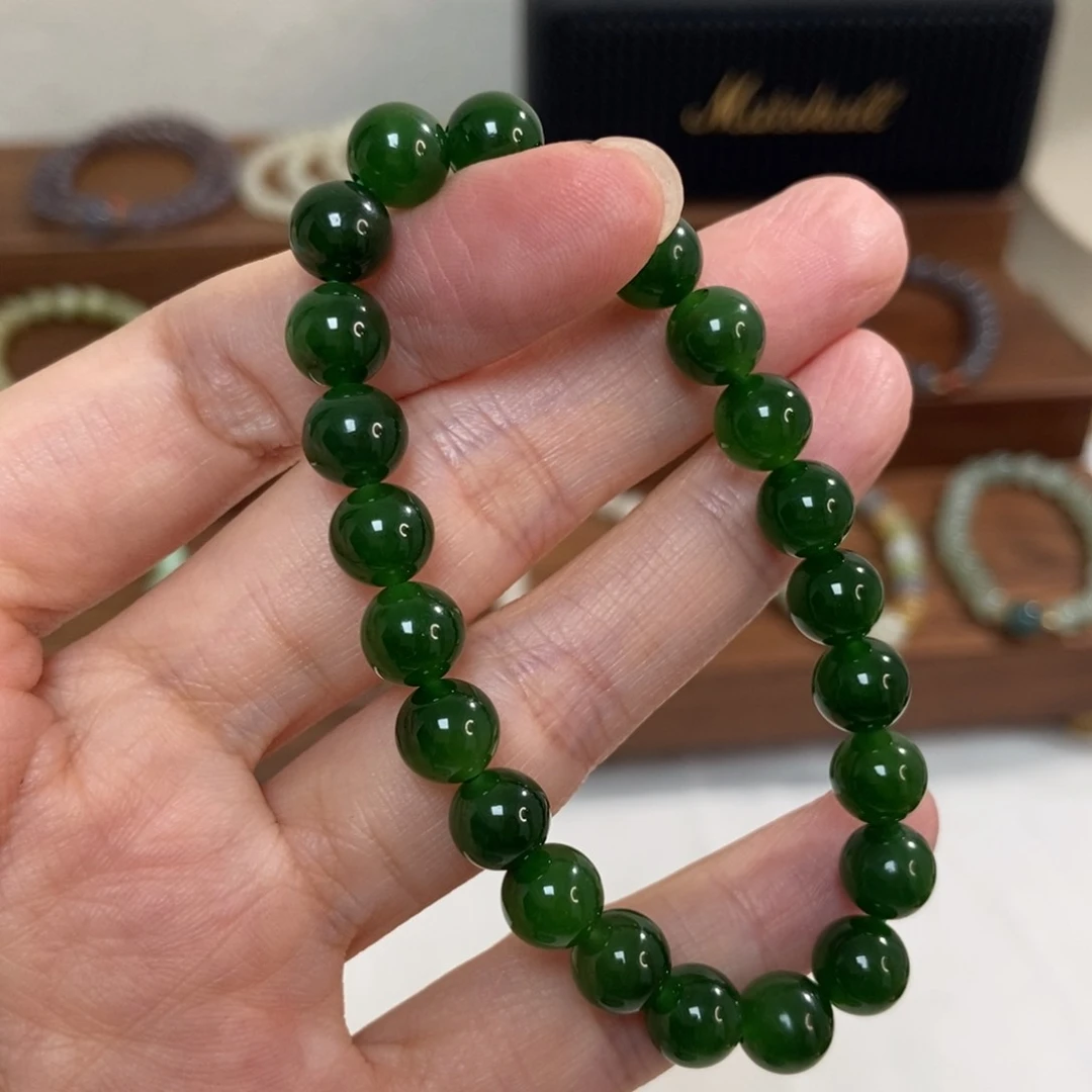手链未镶嵌和田玉福利8mm碧玉有微瑕