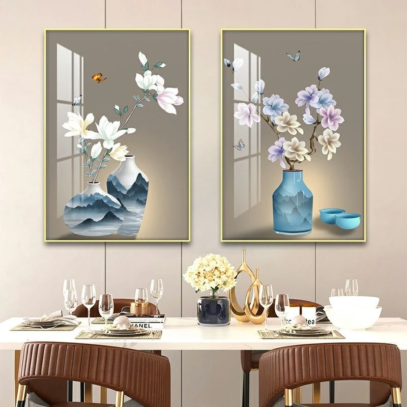 花开富贵餐厅装饰画简约客厅沙发背景墙壁画轻奢玄关走廊酒店挂画