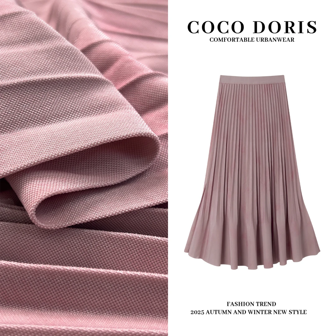COCO DORIS 复古印花垂感百褶半裙春季新款通勤百搭半身裙L9223