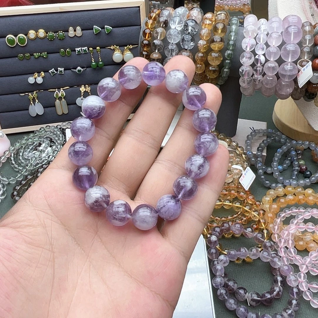 未镶嵌手链烟晶卡12紫兔毛