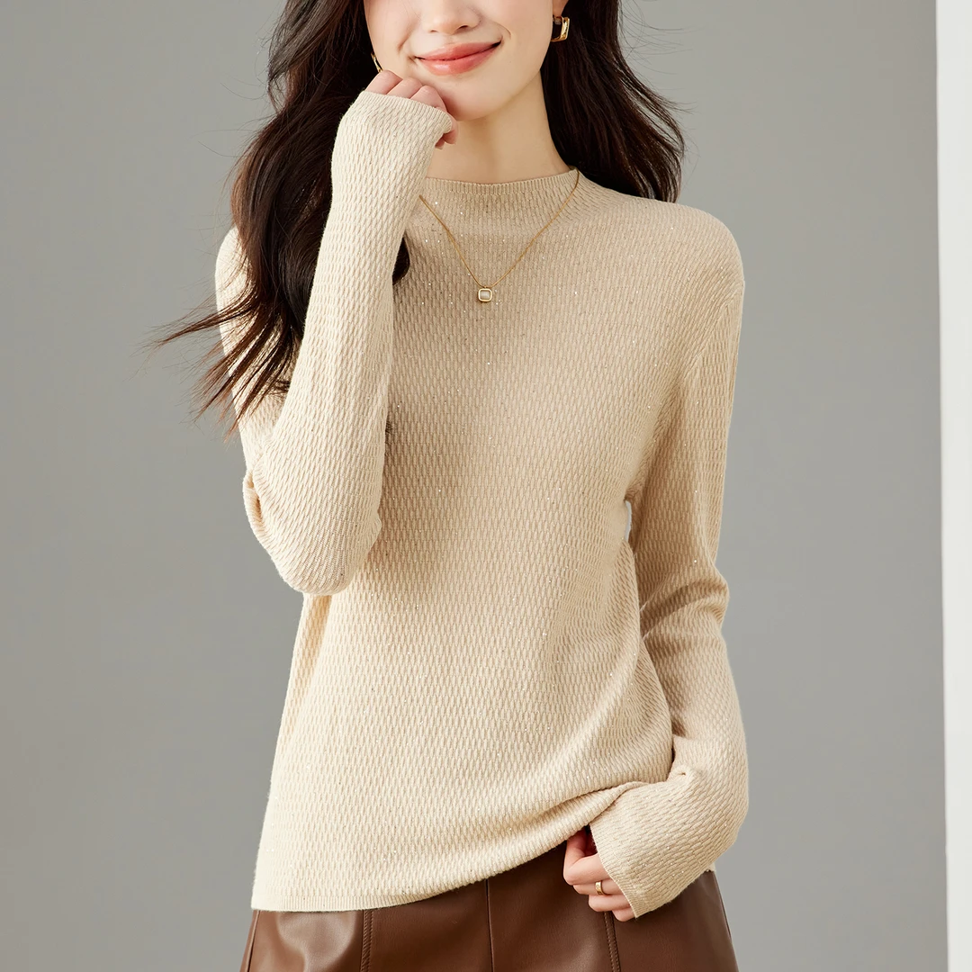 亮片上衣女冬季薄款内搭修身显瘦毛衣2025新款洋气减龄打底衫短款