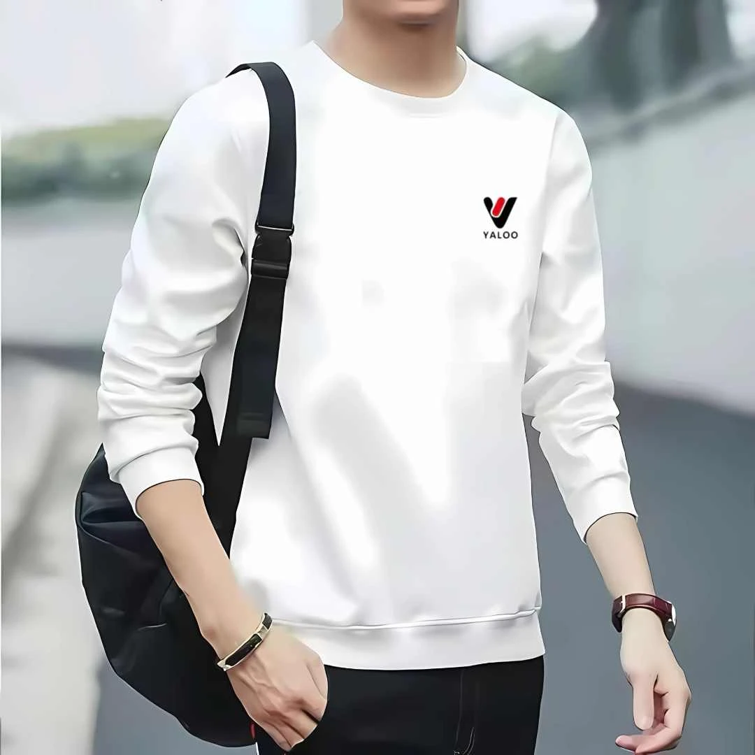 雅鹿春秋圆领男装时尚百搭修身休闲套头男士卫衣秋冬款