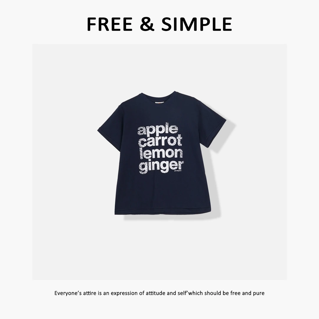 Free&Simple-‘文艺’极简韩版时尚穿搭英文字母T恤-96136