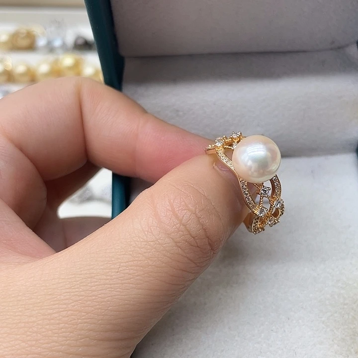 海水珍珠戒指银S925镶嵌
