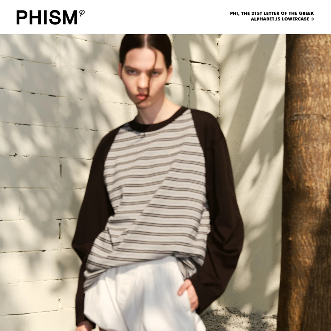 PHISM/PHISM新款时尚条纹插肩长袖T恤874T33