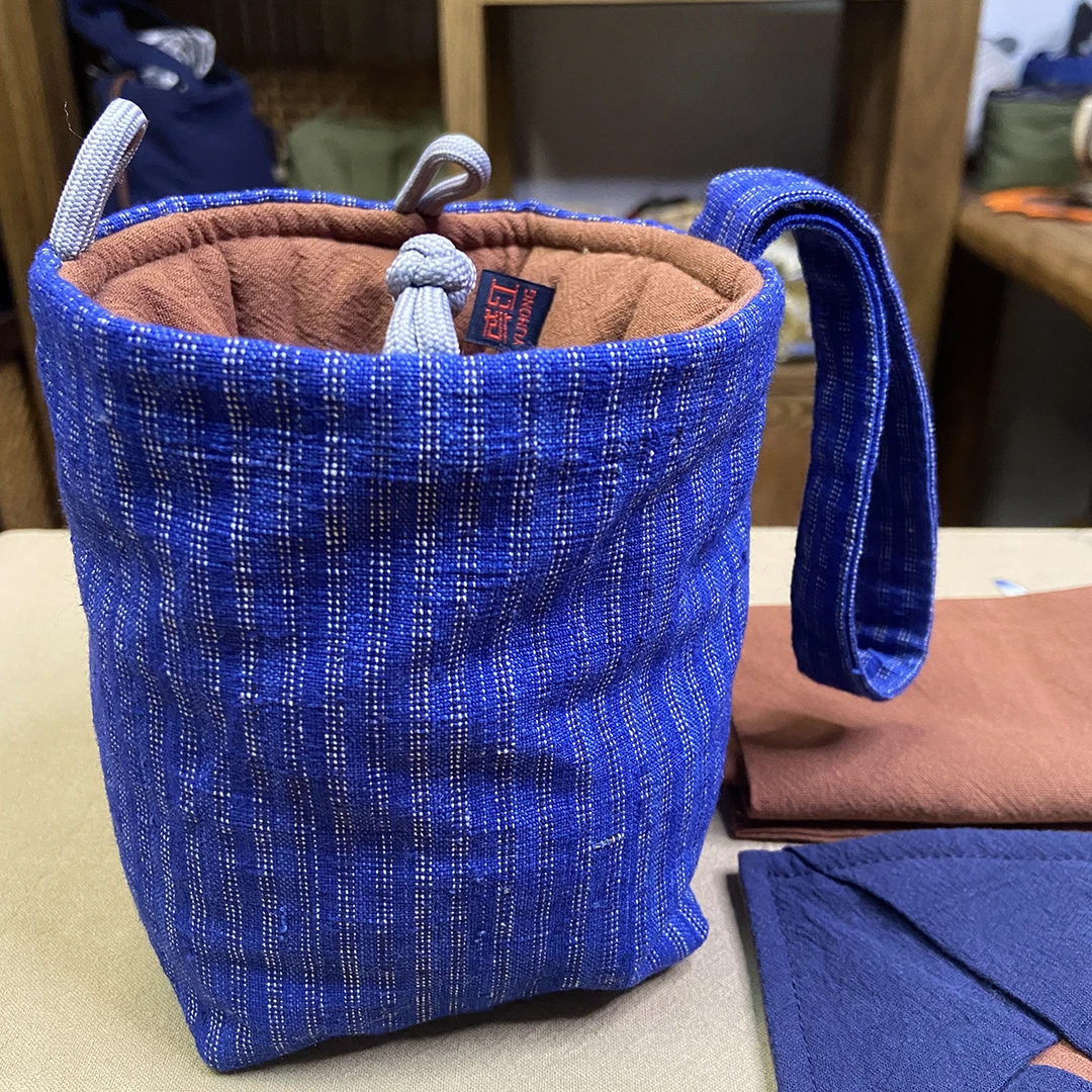 土布高斗金9*9*13cm茶壶袋茶杯袋保护袋收纳袋便携防磕碰彧红手作