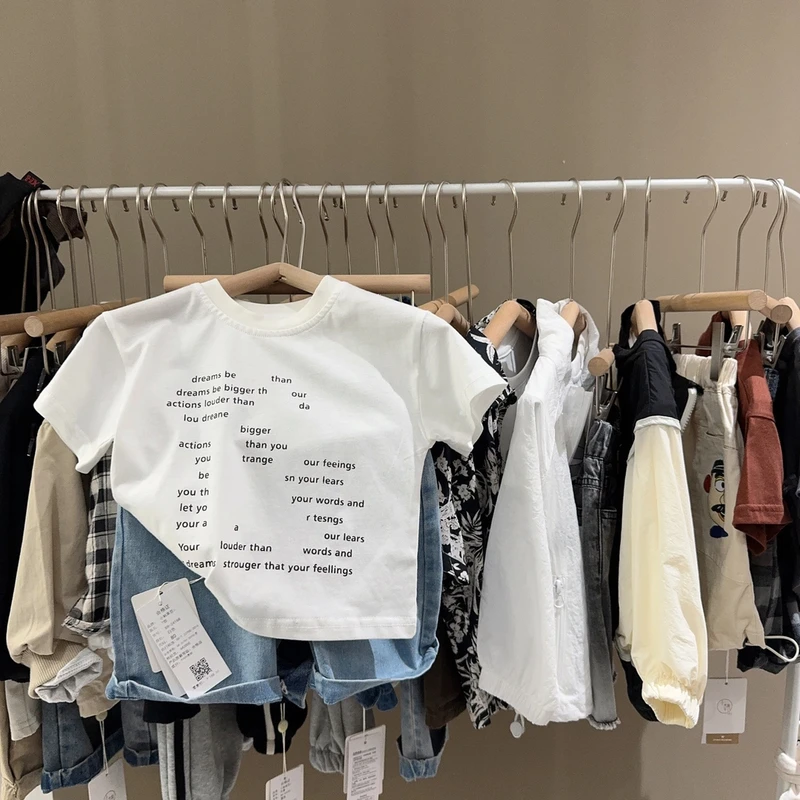 儿童韩版夏季新款时尚短袖白T恤