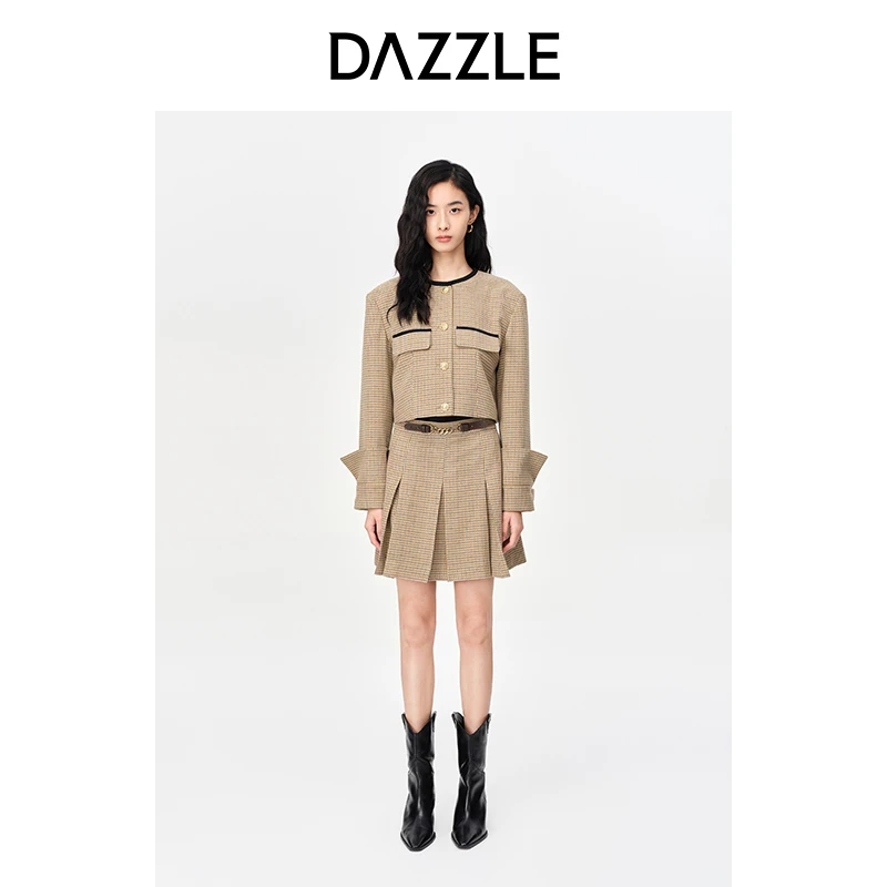 专选DAZZLE地素马衔扣饰百褶裙2E4S214