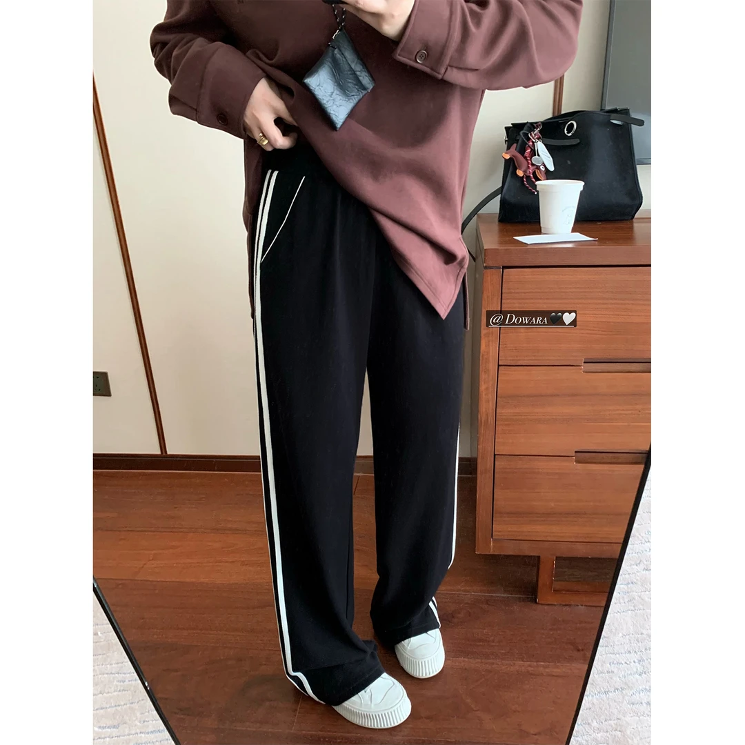 大婉酱微胖定制胖mm大码2024新款宽松显瘦阔腿运动休闲裤子5672D