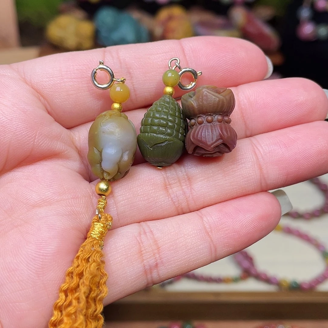 玛瑙/玉髓合金珠宝半成品盐源玛瑙设计款玉米佛手莲花