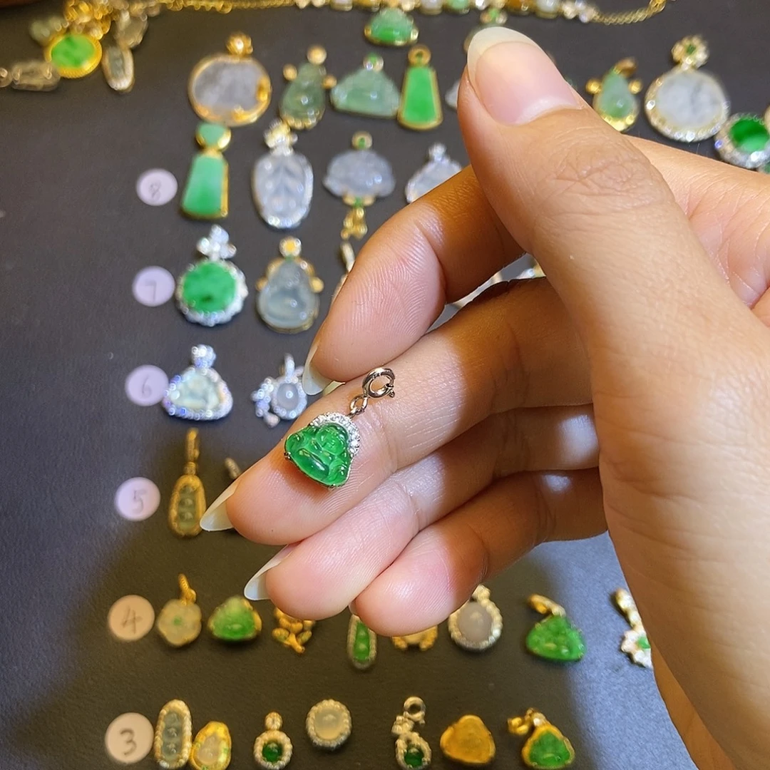 翡翠银S925镶嵌吊坠(不含链)