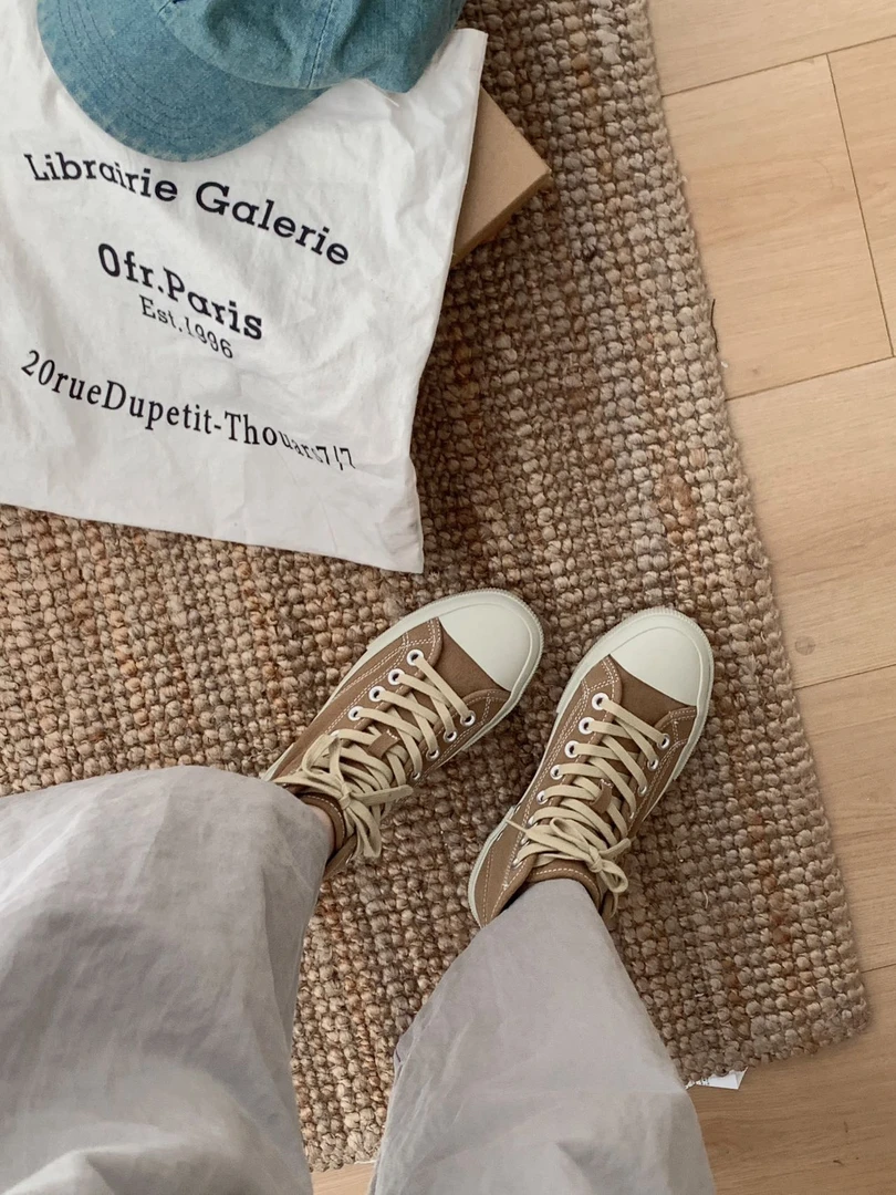 【米梵诺】帆布/2cm/通用帆布鞋复古系带平底休闲鞋经典低帮百搭