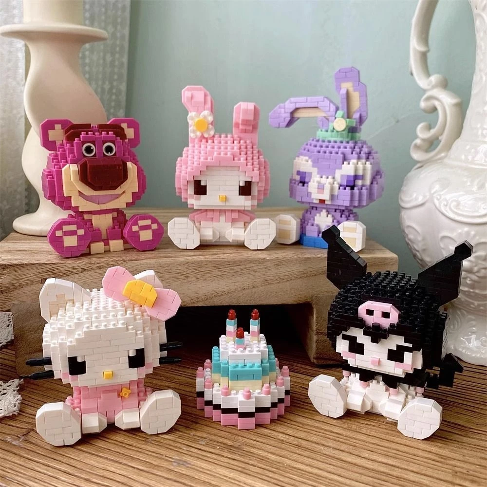 库洛米积木微小颗粒3d拼装积木益智玩具kt猫生日蛋糕积木生日礼物