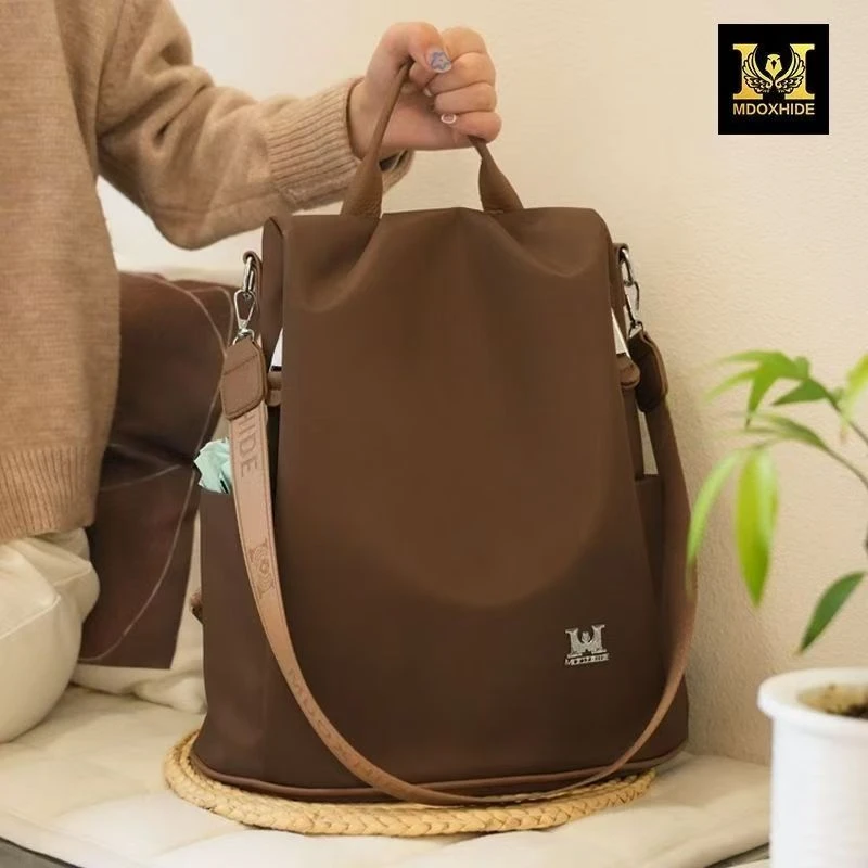 【现货现发】【长33cm*高34cm*厚14cm】女士防盗书包单肩斜挎包088棕