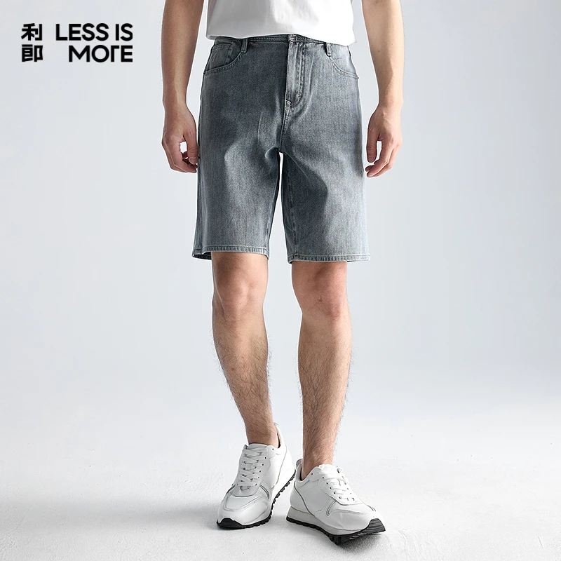 利郎【万向弹】2025夏季男士户外时尚百搭弹力修身直筒五分牛仔短裤