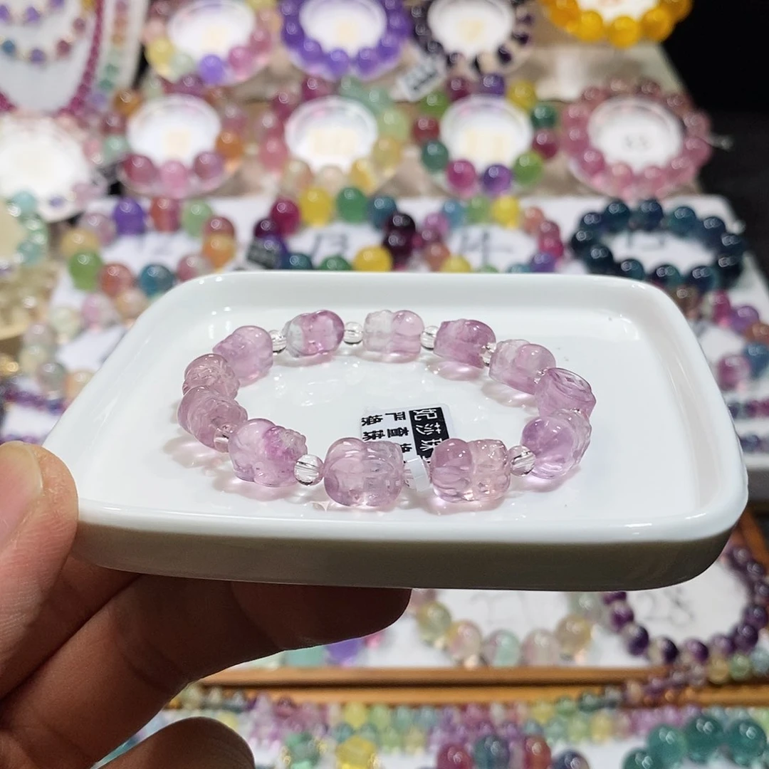 萤石手链未镶嵌紫粉貔貅