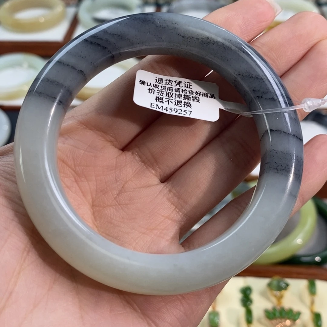 和田玉未镶嵌手镯籽青花57/58