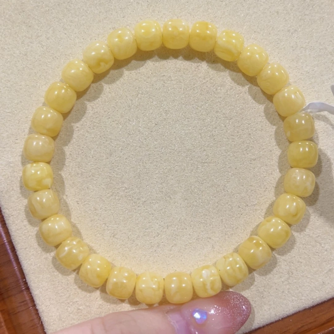 蜜蜡手链未镶嵌7m黄白花