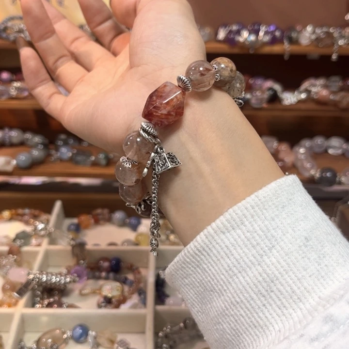 银S925镶嵌手链烟晶