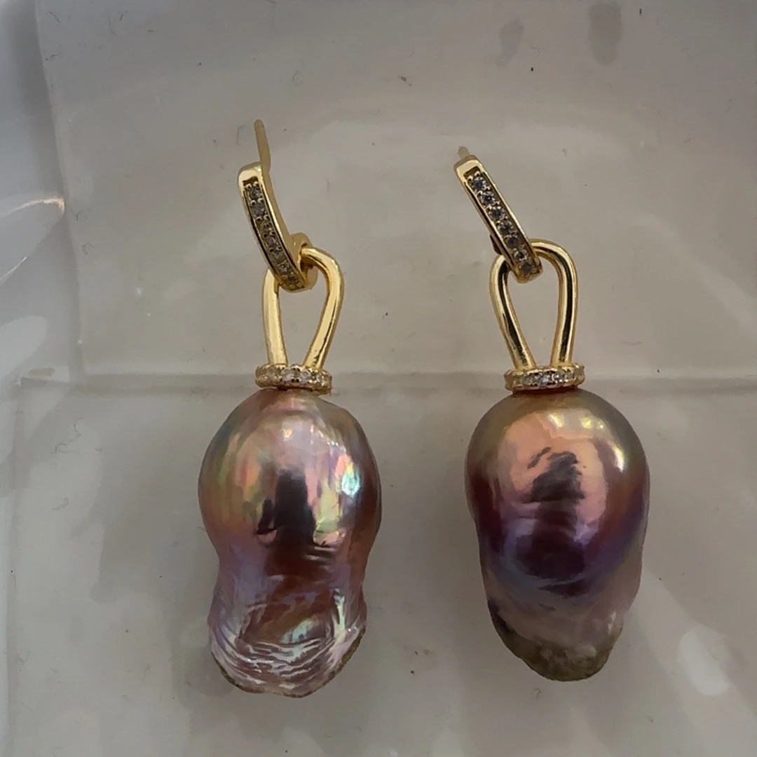 银S925镶嵌淡水珍珠耳饰