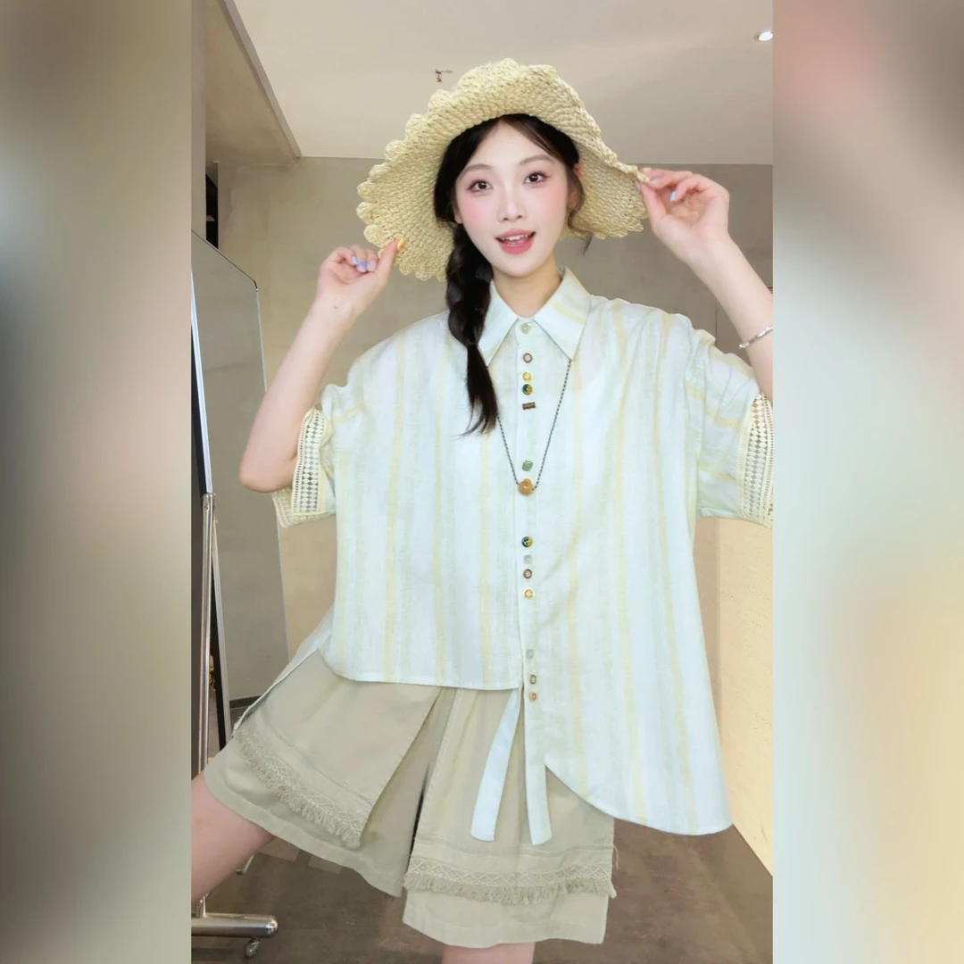 VGVL衬衫【夏威夷】夏季设计感显白条纹衬衫女青20615