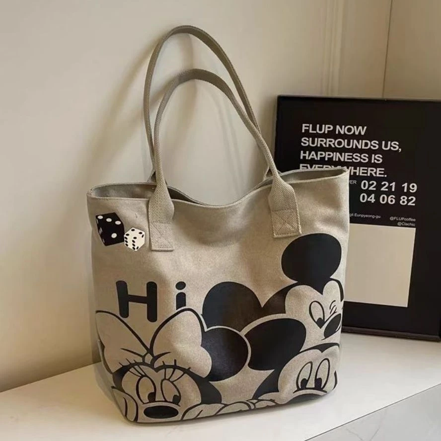 日系卡通帆布包包女2025新款大容量手提袋学生上班通勤单肩托特包