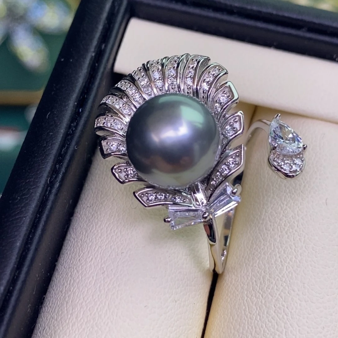 银S925镶嵌戒指海水珍珠