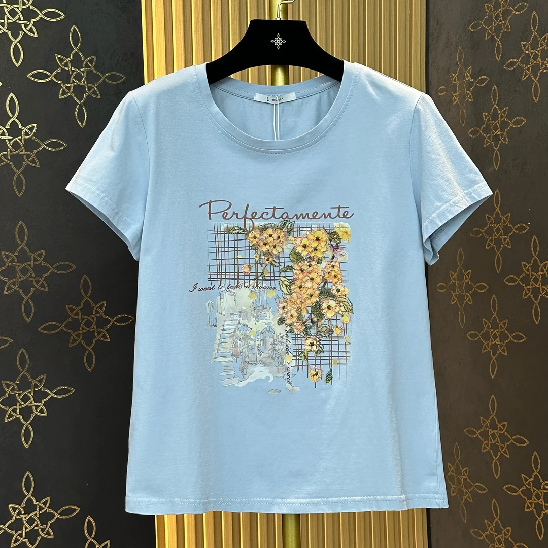 【宠粉福利】40-60岁精致女性 休闲减龄时尚百搭刺绣短袖#9530