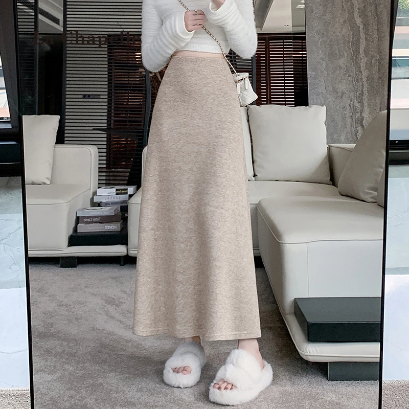 拉夏贝尔设计感气质半身裙女秋冬时尚显瘦垂坠感中长款大摆伞裙子