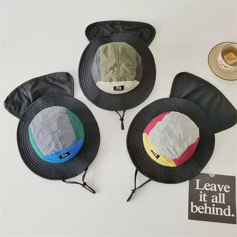 儿童新款遮阳帽速干拼色渔夫帽