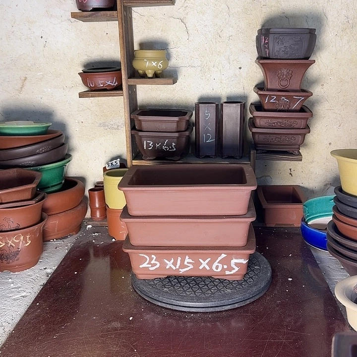 紫砂花盆，手工制作