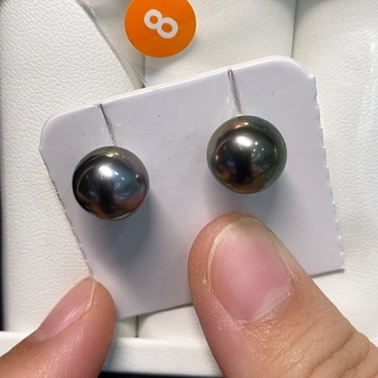 银S925镶嵌海水珍珠耳饰10-11