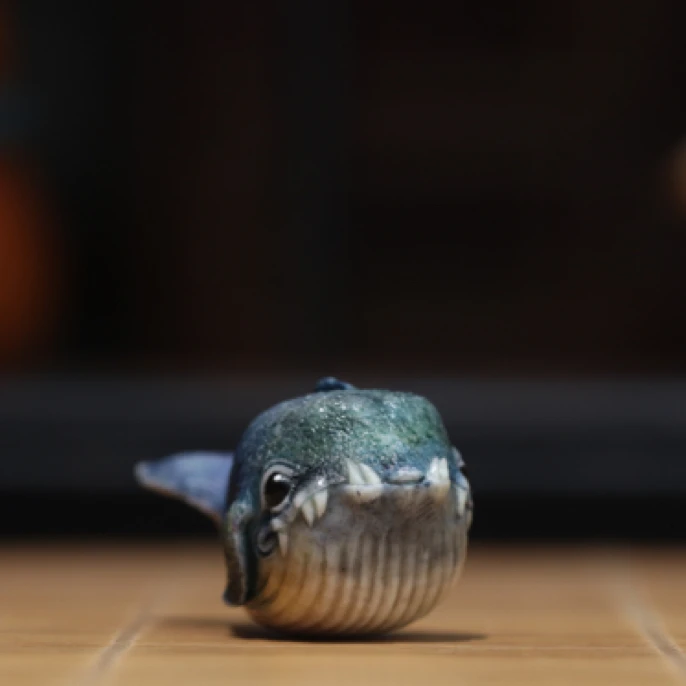 鲸鱼 鹿角雕刻 方颜作品 纯手工 手把件 配饰挂件