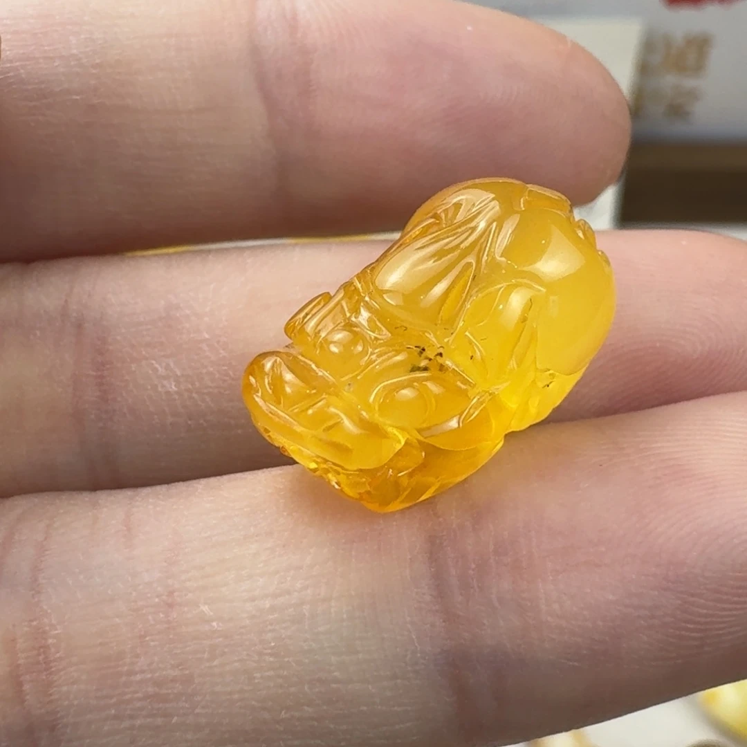 蜜蜡未镶嵌珠宝奇石微微粉吊坠孔 19×11.4×9.8mm