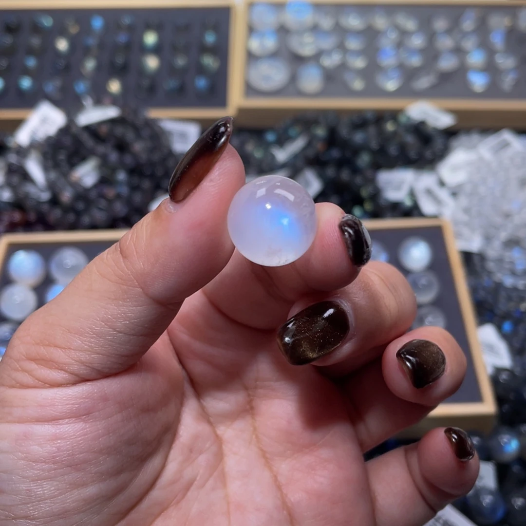 月光石裸石未镶嵌?***?蓝月光单珠直径15.1mm