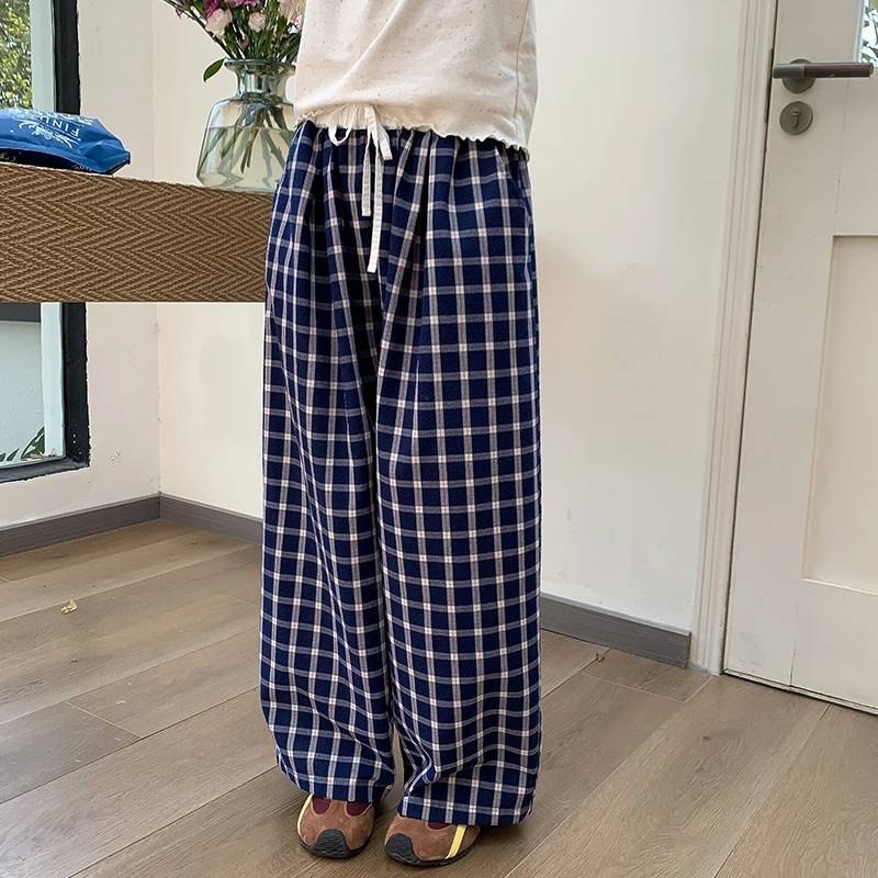 【露思同款】西西家女童2025夏新款百搭格子裤儿童阔腿休闲裤JX410