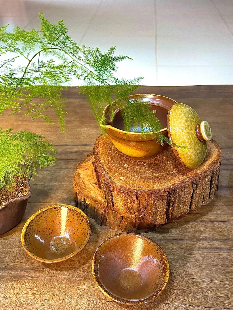 窑宝盖碗--儒陶五色土柴烧