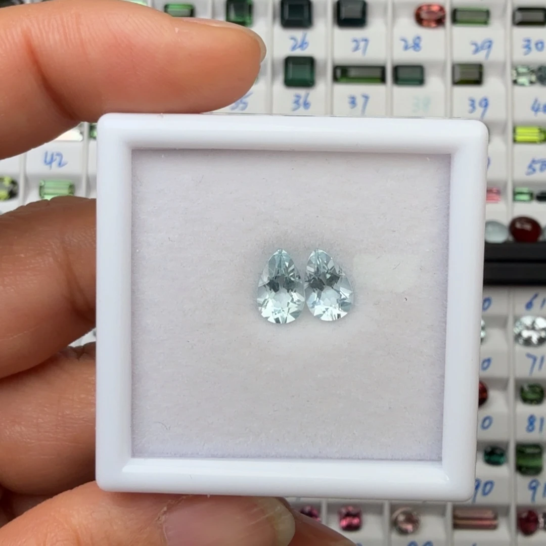 海蓝宝石裸石天然一对