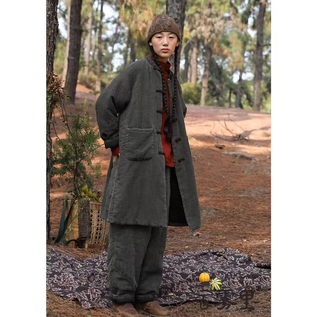 【云雾里】3158长款对襟盘扣棉衣