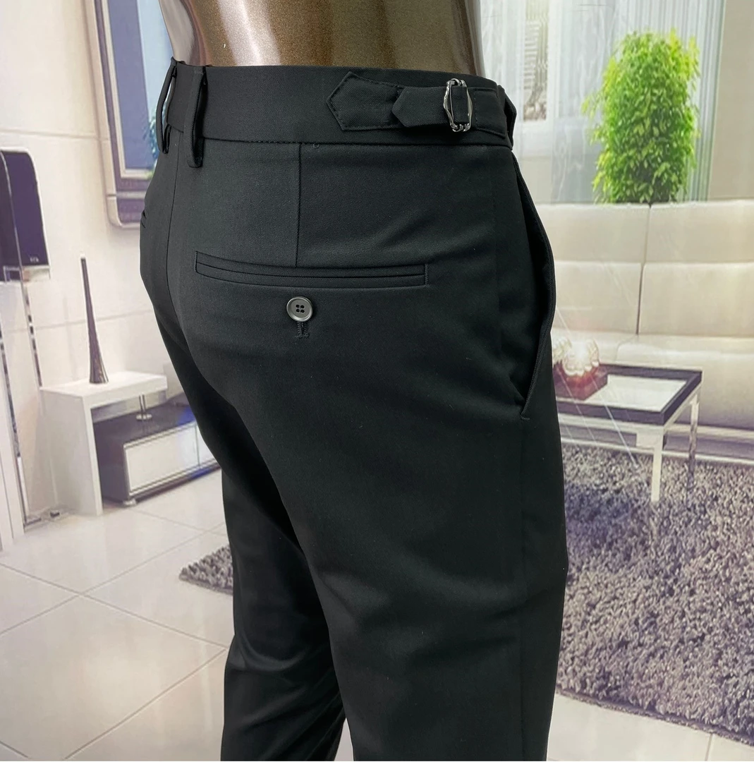 欧货品质秋冬款（裤脚开叉）纯色修身小脚十分裤