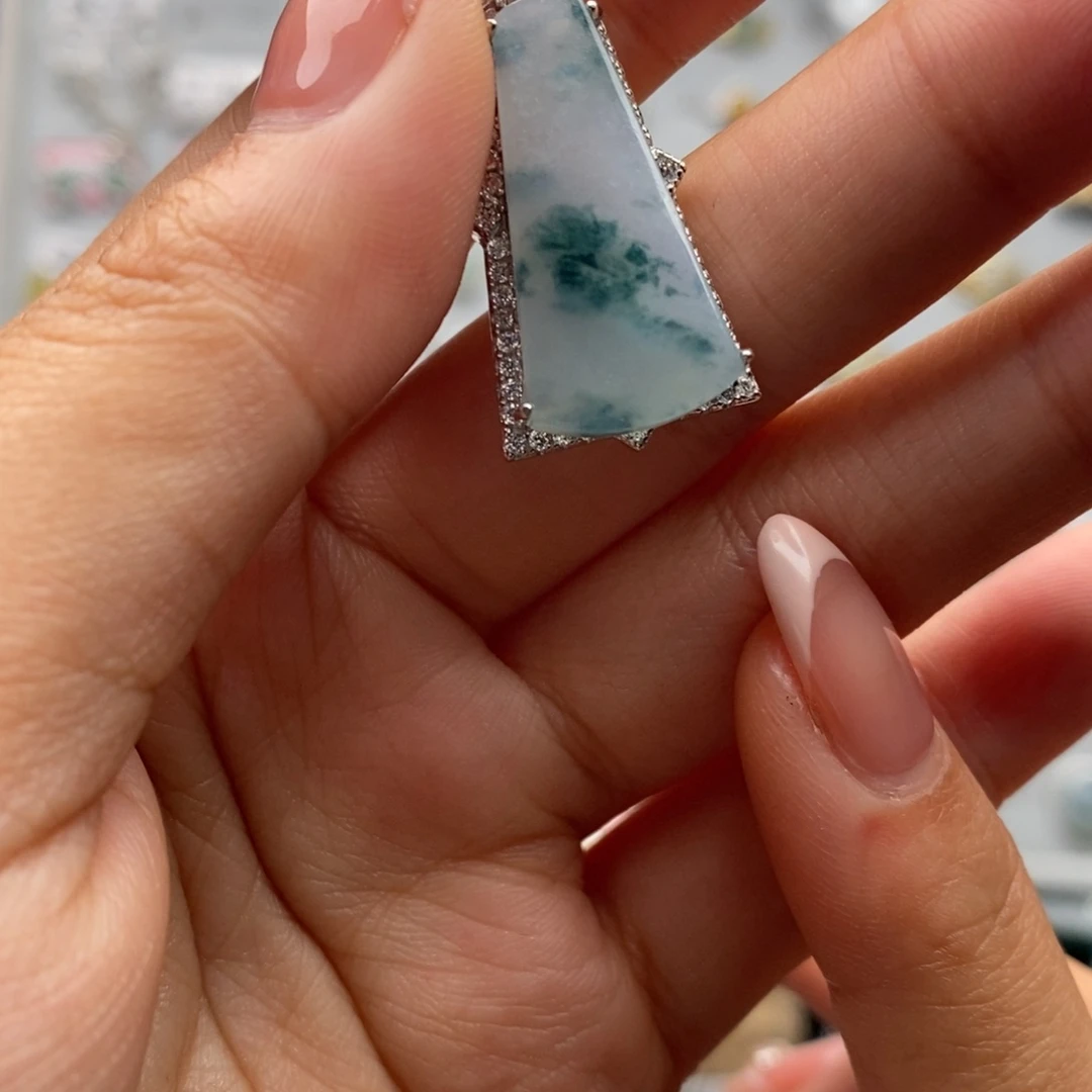 翡翠银S925镶嵌戒指天然翡翠