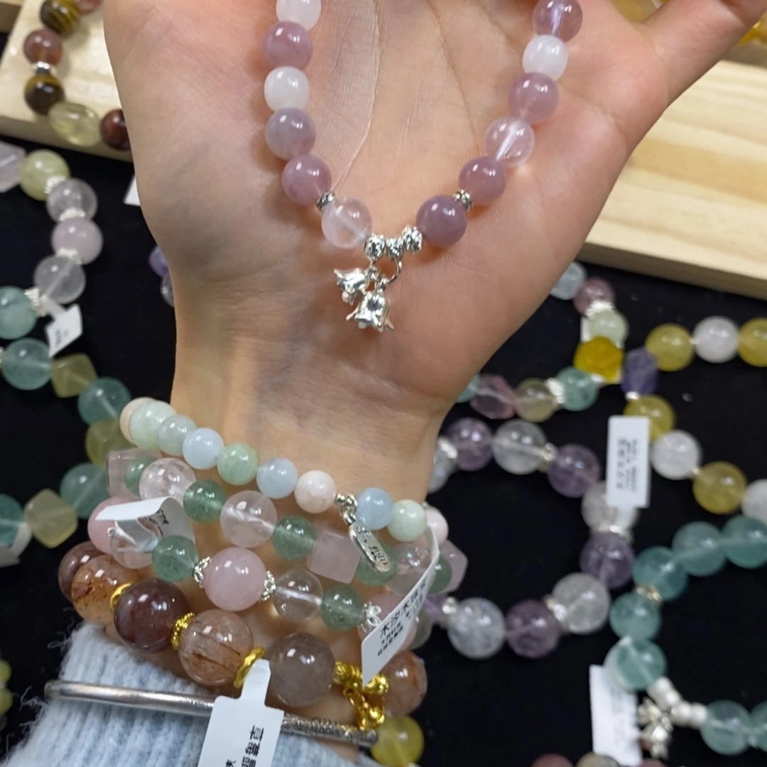 手串水晶银S925镀金镶嵌