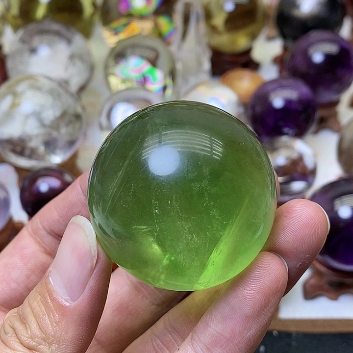 萤石绿色萤石球未镶嵌丹*