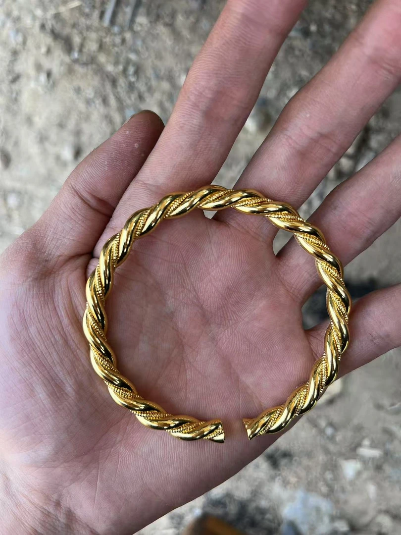 足银手镯 【中缅严选】收藏级轻奢气质经典设计黄色手镯I123