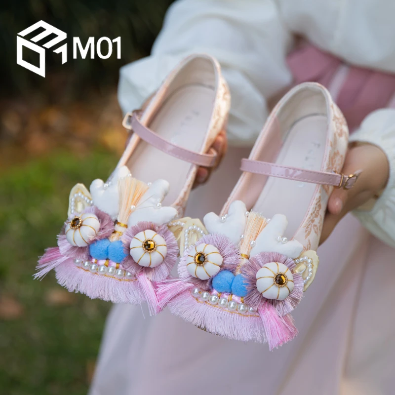 M01新中式虎头玛丽珍鞋女夏粗跟复古配马面裙单鞋非遗国风旗袍鞋